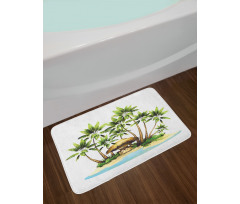 Trees and Bungalow Tiki Bar Bath Mat