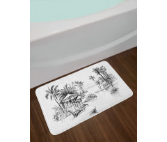 Sketchy Drawn Holiday Paradise Bath Mat