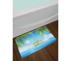 Cartoon of Tropical Island Bath Mat