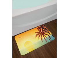 Tropical Sunset with Ombre Sky Bath Mat