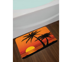 Orange Ombre Sunset and Trees Bath Mat