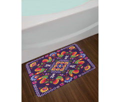 Rooster and Flowers Bath Mat