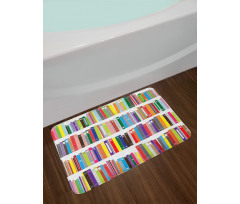 Colorful Doodle of Books Bath Mat