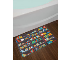 Cartoon Colorful Books Bath Mat