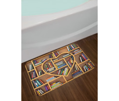 Love Reading Books Heart Bath Mat