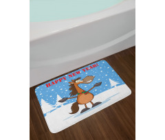 Horse in Snow Winter Bath Mat