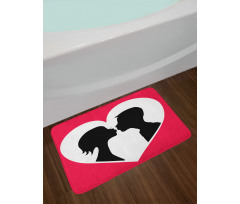 Couple Silhouette in Heart Bath Mat