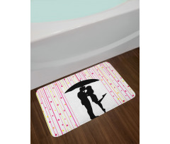 Couple Umbrella Romance Bath Mat