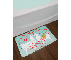 Lover Llamas and Hearts Bath Mat