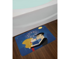 Couple Fireworks at Night Bath Mat