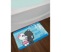 Love You and Me with Cats Bath Mat