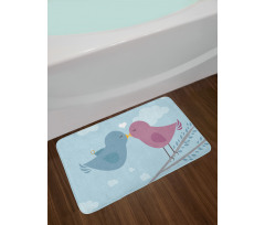 Simple Birds Romance Doodle Bath Mat