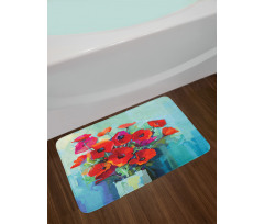 Poppy Flowers in Vase Bath Mat