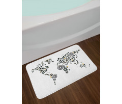 Car Parts World Map Bath Mat