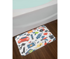 Car Repair Elements Bath Mat