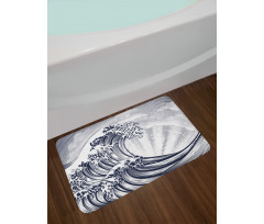 Oriental Japanese Waves Bath Mat