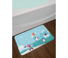 Penguins on Ice Bath Mat