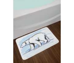 Pencil Sketch Polar Bear Bath Mat