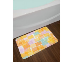 Geometric Random Squares Bath Mat