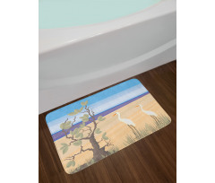 Birds on Beach Coastal Doodle Bath Mat