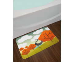 Abstract Bird Trees and Cloud Bath Mat