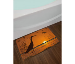 Bird Silhouettes Swamp Sunset Bath Mat