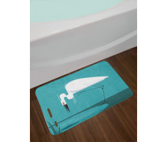 Bird Stands on Lake Shore Bath Mat