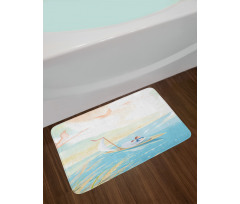 Girl in Boat on Lake Birds Bath Mat