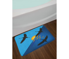 Flying Bird at Horizon Sunset Bath Mat