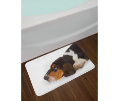 Innocently Lying Dog Bath Mat