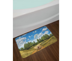 Running Dog Trees Sky Bath Mat