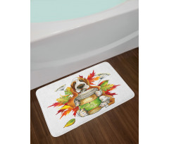 Dog Coffee Autumn Leaf Bath Mat