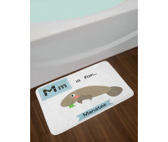 Letter M and Animal Cartoon Bath Mat