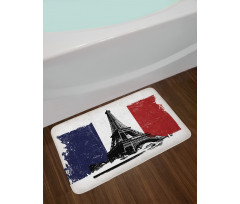 Grunge Flag Eiffel Tower Bath Mat