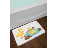 Funny Cartoon Style Animals Bath Mat