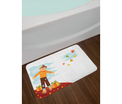 Scarecrow and Fruits Bath Mat