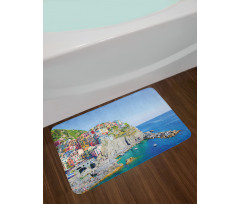 Colorful Coastal Village Bath Mat