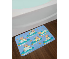 Babies on Clouds in Cartoon Bath Mat