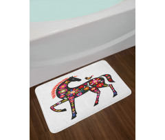 Floral Ornate Horse Bird Bath Mat