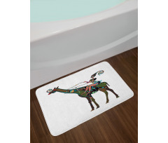 Girl Riding Giraffe Bath Mat