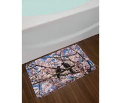 Birds on Sakura Tree Bath Mat