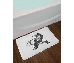 Bird on Bare Branch Art Bath Mat