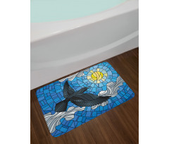 Stained Glass Bird Sky Bath Mat