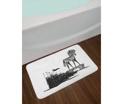 Woodcut Style Greek Trojan Bath Mat