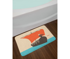 Sailboat with Woman Bath Mat