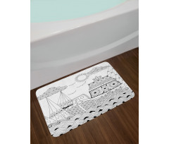 Antique Ship Waves Bath Mat