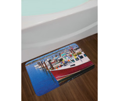 Boats Pier Nautical Bath Mat