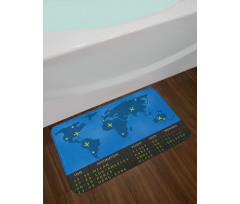 Departure Board World Map Bath Mat