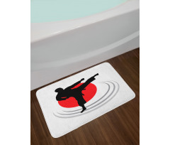 Man Karate Kick Silhouette Bath Mat