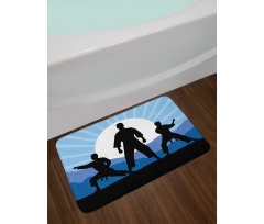 Karate Men Silhouettes Sun Bath Mat